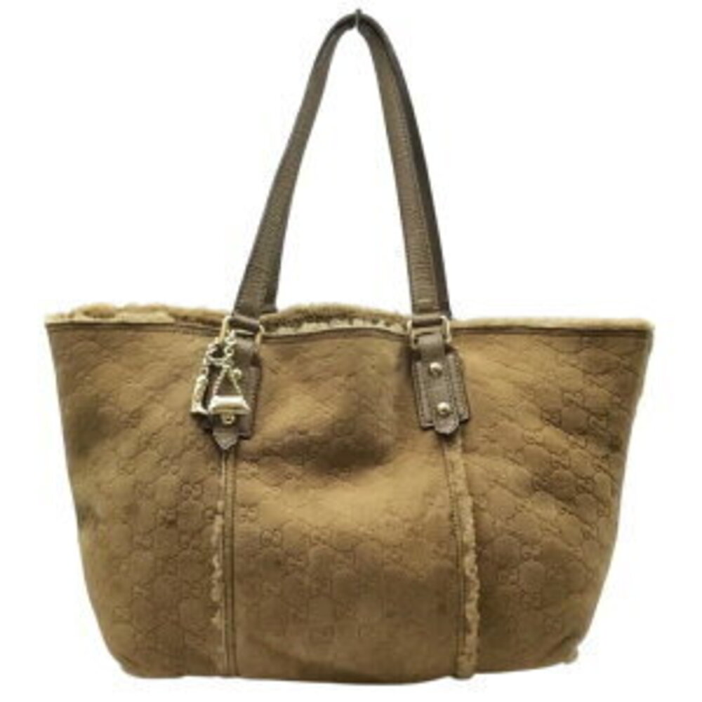 Gucci Mouton Leather Tote Bag Brown